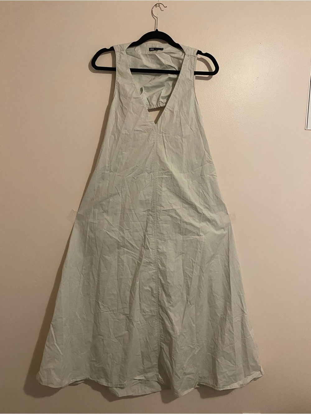 Zara Sage Green Maxi Sleeveless V-Neck Dress